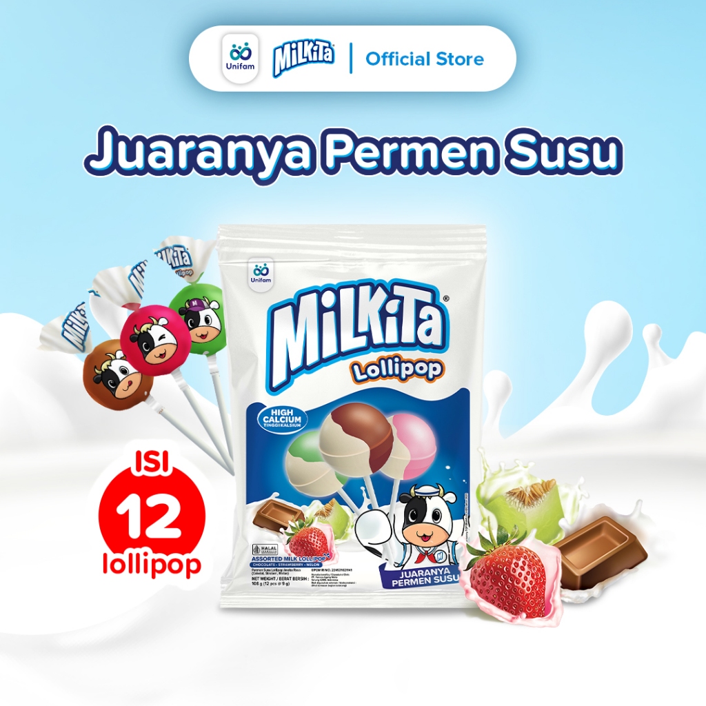 

Milkita Permen Lolipop Susu Mix Premium Bag - Milk Candy 1 Bag (Isi 12Pcs)