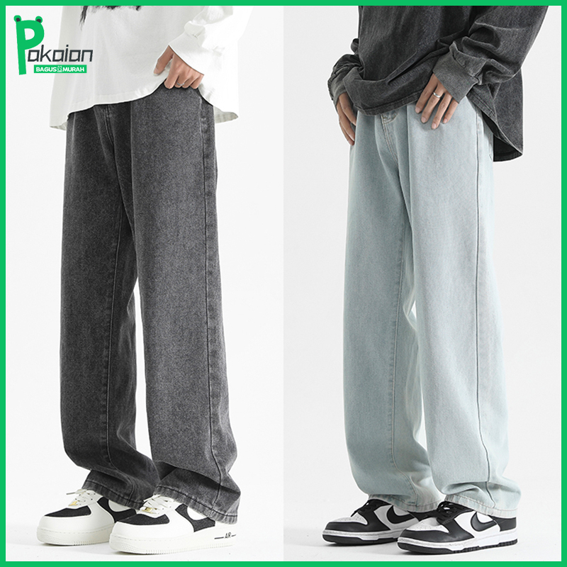 Celana Jens Pria Celana baggy jeans pria gombrong Celana pria Korea Style Kulot Jeans Celana Panjang