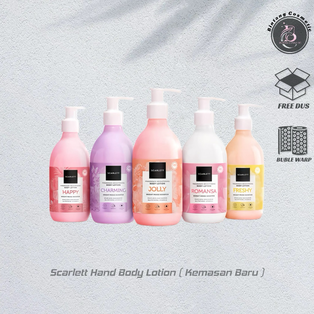 Scarlett Fragrance Brightening Body & Body Lotion 300 ml Series , Handbody Scarlett jolly , charming