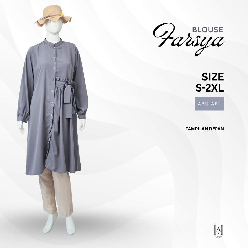 Tunik Panjang Atasan Wanita Wolfish Premium Tali Samping Farsya HARMET Loose Elegan Adem Busui