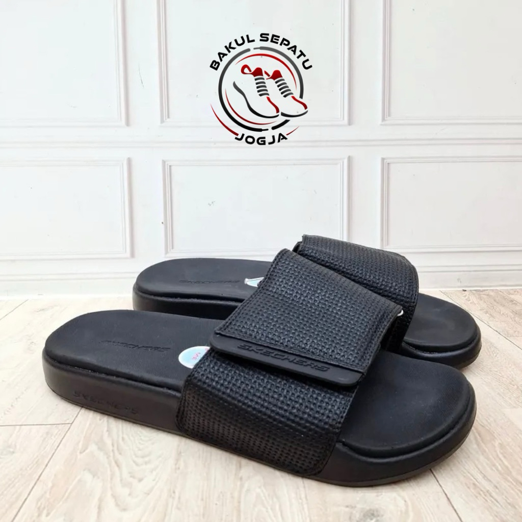 Sandal Pria SKECHERS Gambix 2.0 (Size 39,5&45) Sandal Selop Slip On Pria Hitam Casual Dewasa