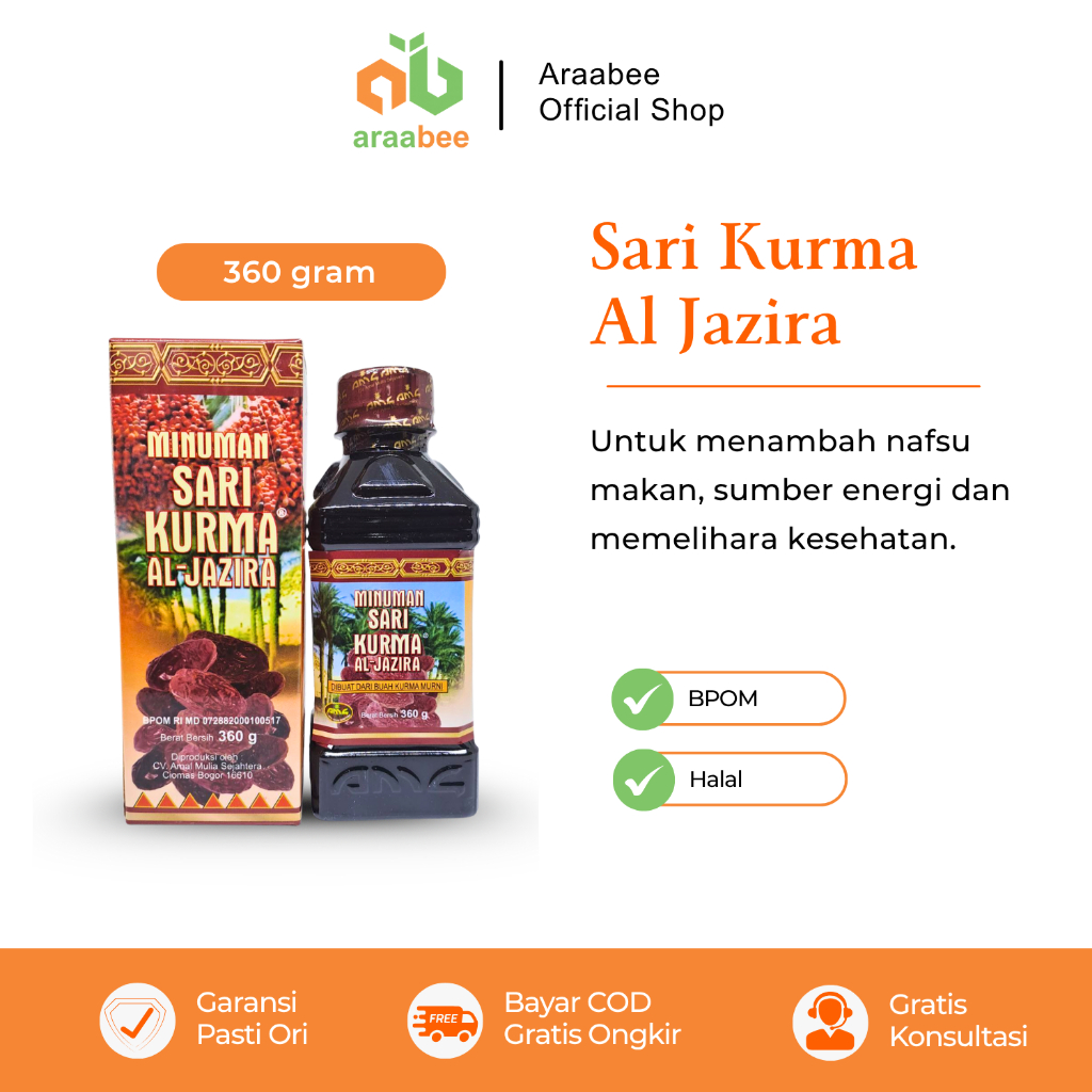 

Sari Kurma Asli 100% Original Al Jazira 360g Membantu Memelihara Kesehatan Daya Tahan Tubuh