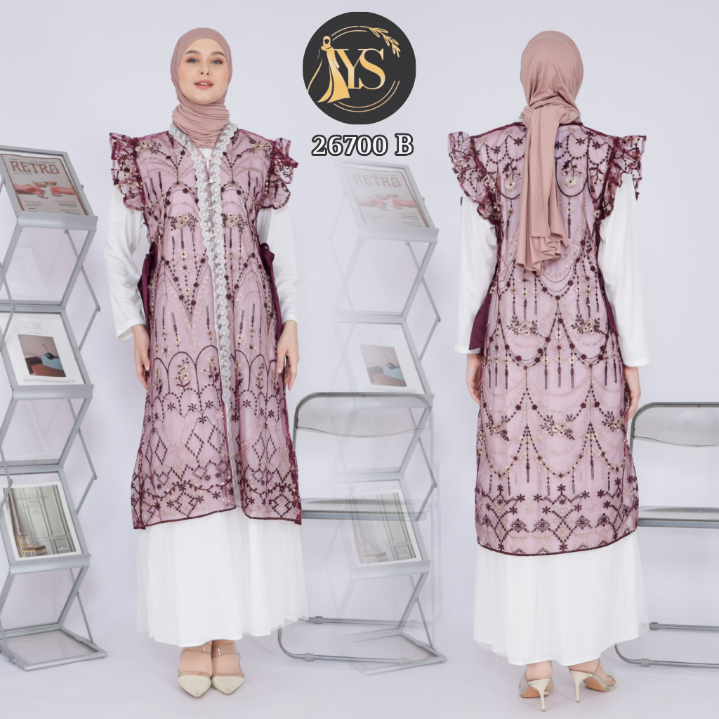 Yesaya Outer Tanpa Lengan Muslimah Elegan Dress Pesta Syar’i Modern 26700