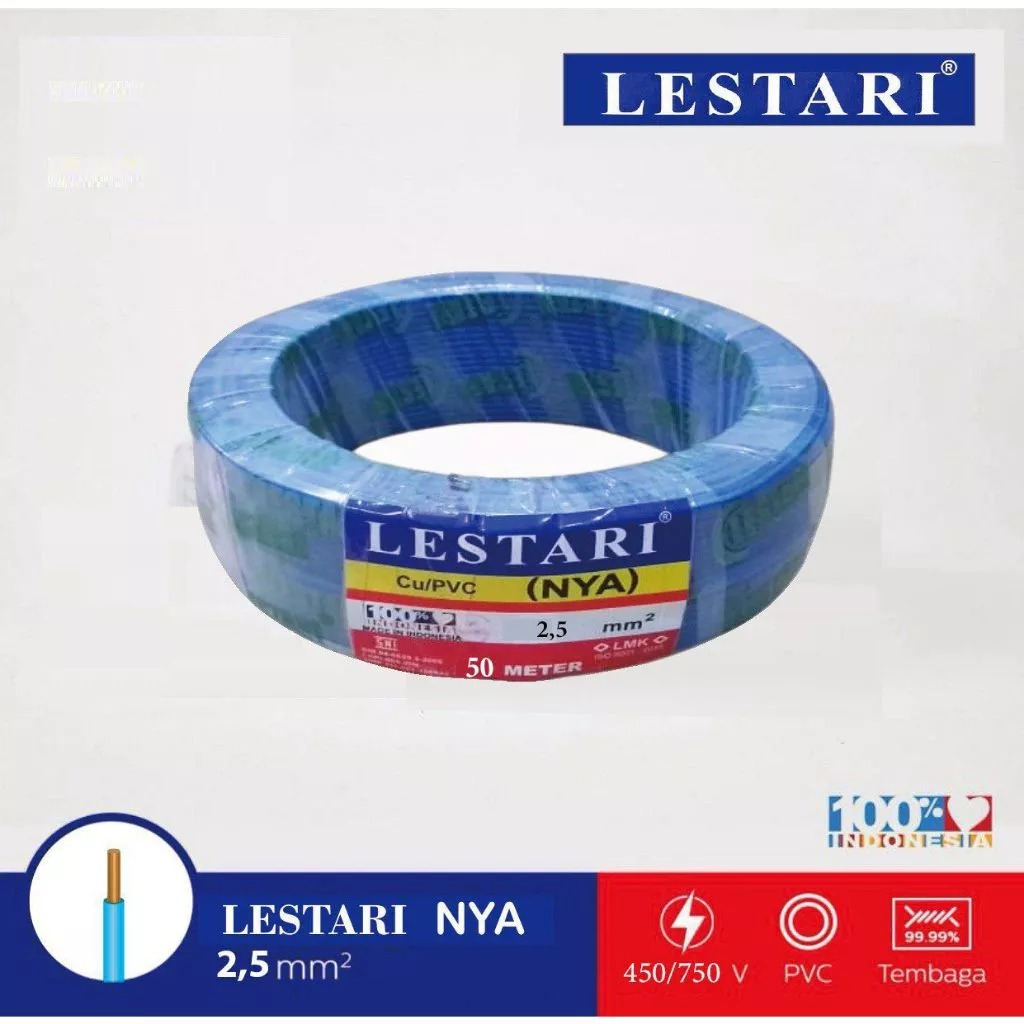 KABEL TUNGGAL KAWAT NYA 2.5 50M, 100M LESTARI