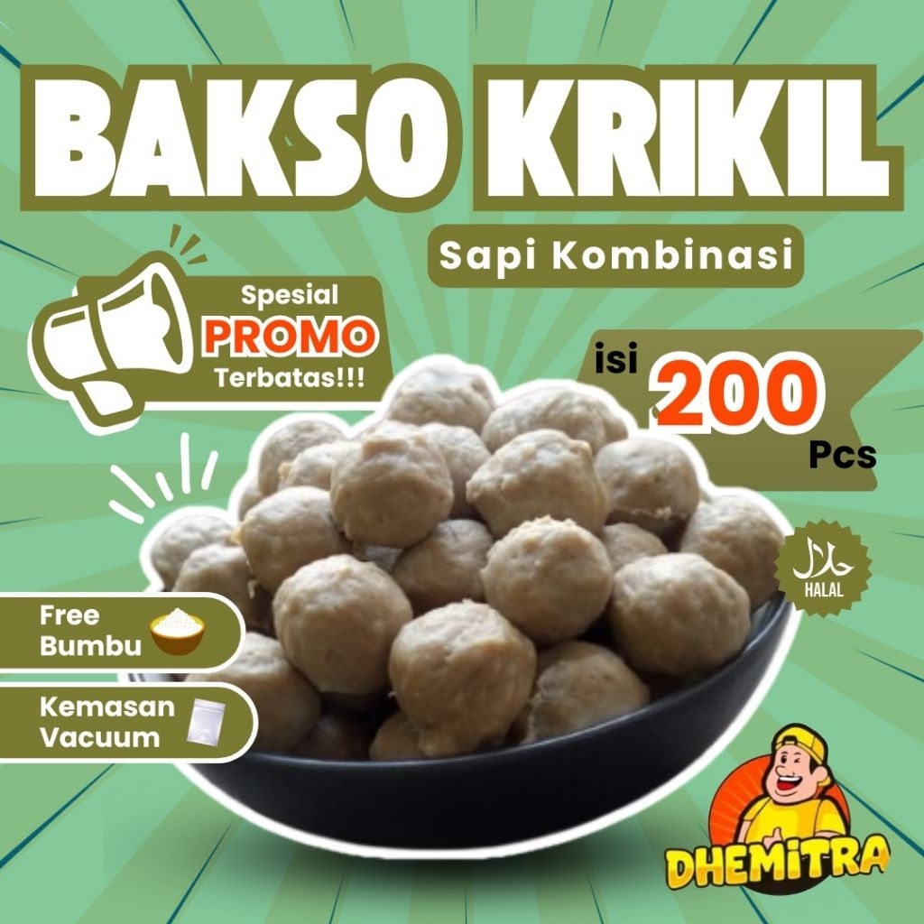 

Spesial Harga Promo Bakso Daging Sapi Krikil isi 200 Pcs Free Bumbu Kemasan Vacum