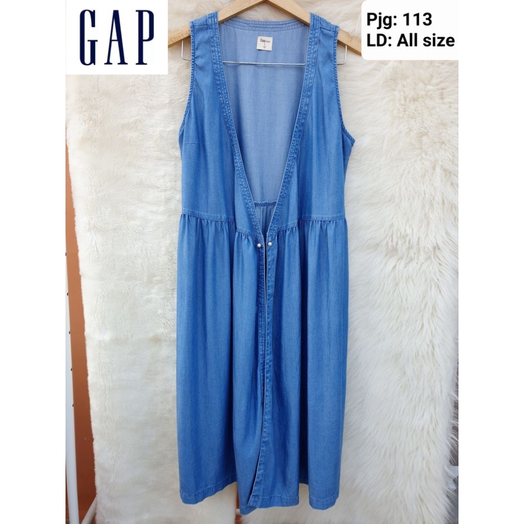 GAP Denim Long Outer Tunik Midi Dress Wanita