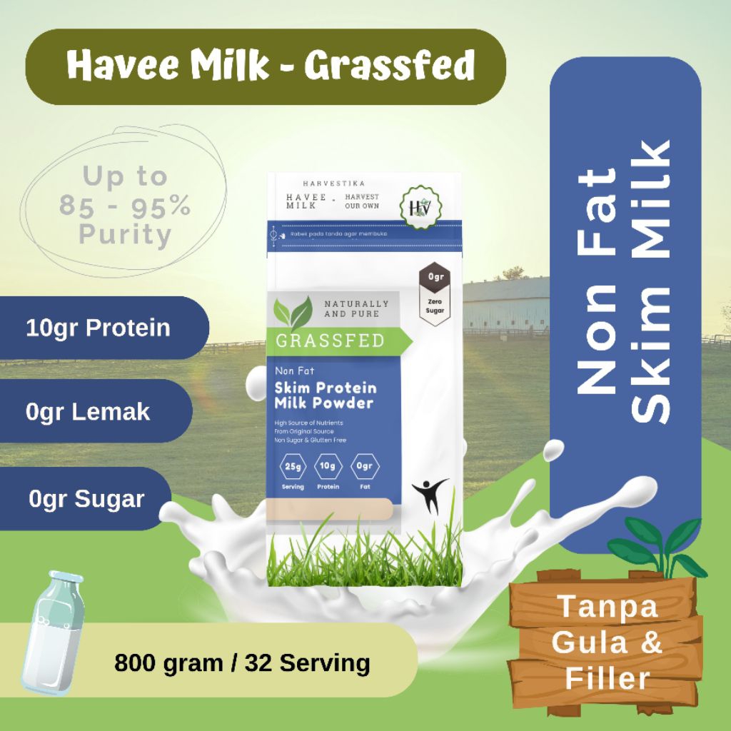 

Havee Milk Grassfed Non Fat Skim Milk - Susu Tanpa Lemak Murni
