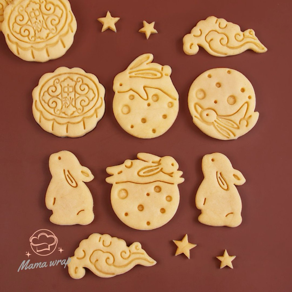 1 Set 6 pcs Cetakan Kue Kelinci Bulan Cetakan Kue Kering Cetakan Roti Cetakan Bento Cetakan Cookies 