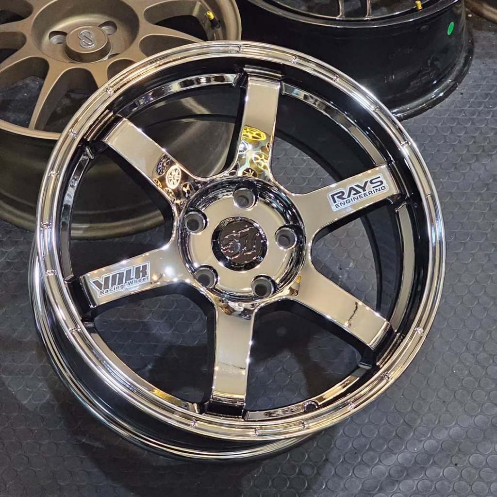 Velg Volk Rays TE37 -  SBC Ring 17 Lebar 7,5 ET 35 PCD 5x114 Warna Black Chrome | Velg R17 | Velg Mo