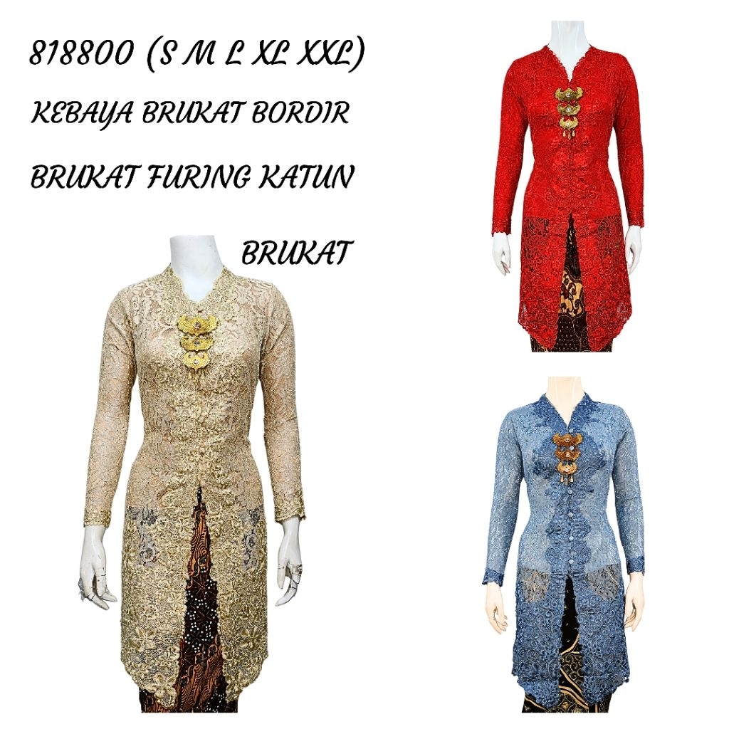 Indah Collection ABAYA KEBAYA BRUKAT BORDIR ENCIM MODERN LENGAN PANJANG BORDIR SENADA FURING KATUN K