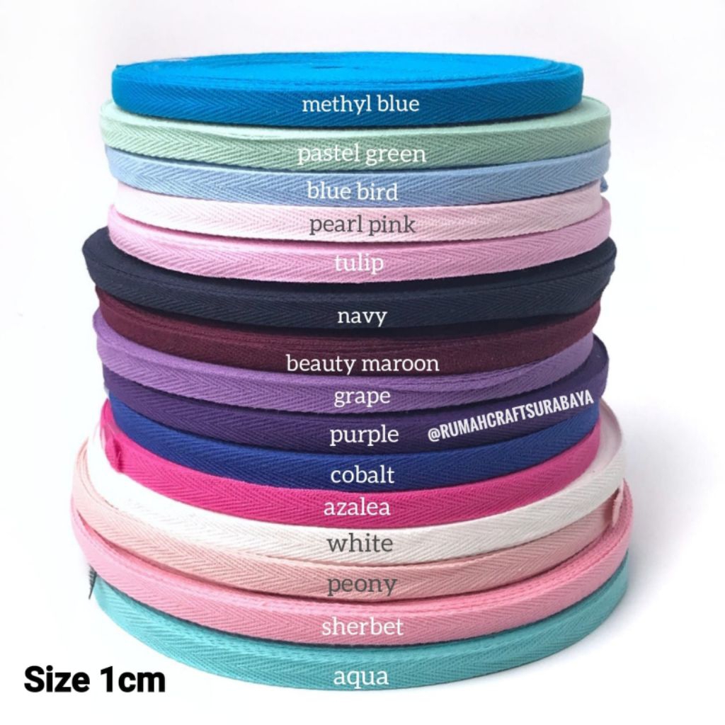 1 ROLL-1CM/PITA KATUN TWILL TAPE / PITA KATUN POLOS / PITA GULING/ TWILL TAPE POLOS
