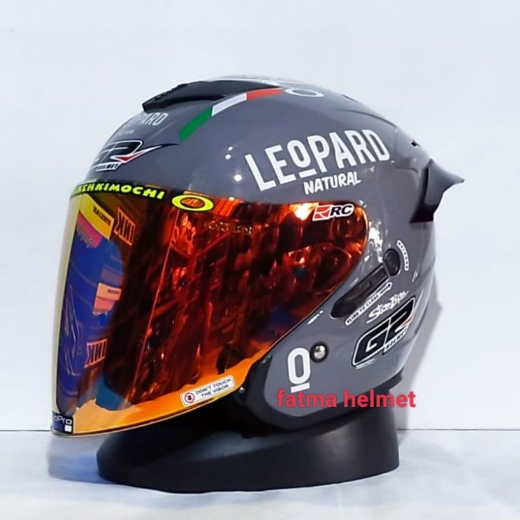helm half face G2 Optimak paket ganteng leopard