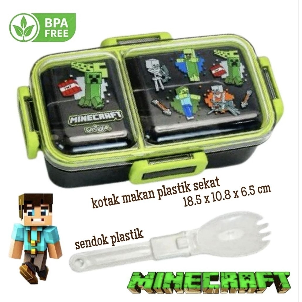 kotak makan minecraft plastik kecil