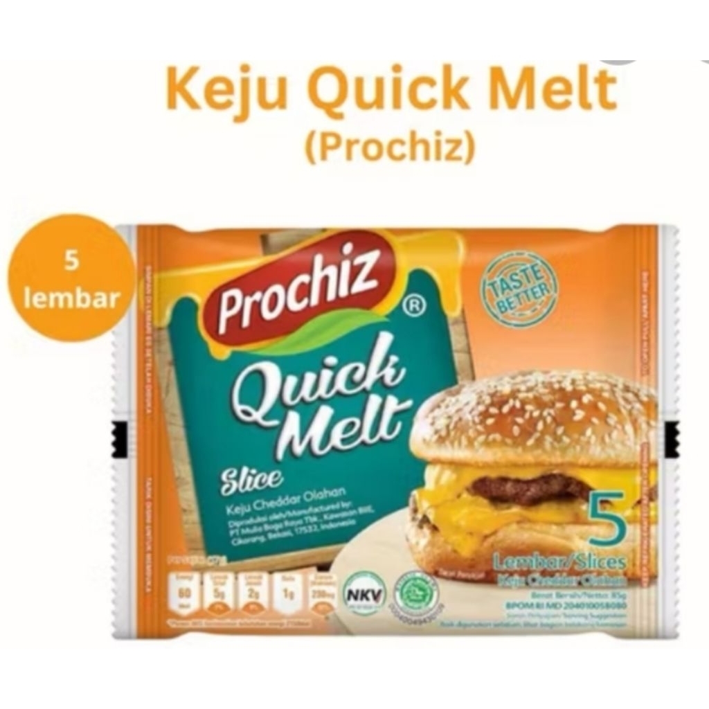 

Keju Prochiz Quick Melt Slice isi 5 lembar