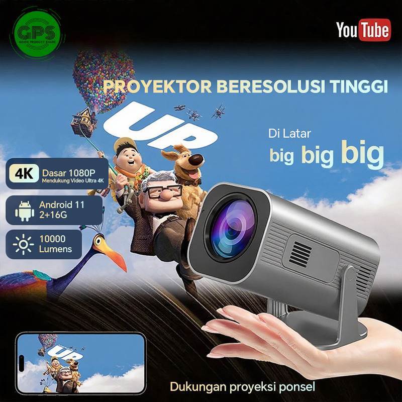 RUMPIN Proyektor Cerdas HY320 / HY320min Proyektor Cerdas Android 13.0 Layar Proyeksi 1080p TV Layar