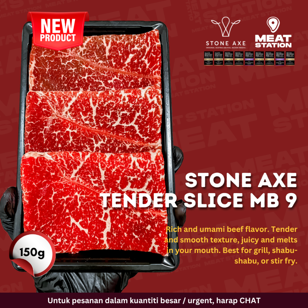 

Stone Axe Tender Slice MB 9 150g / Slice Cut / Fullblood