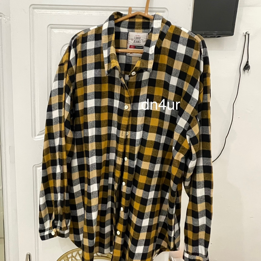 preloved kemeja kotak kotak logo jeans