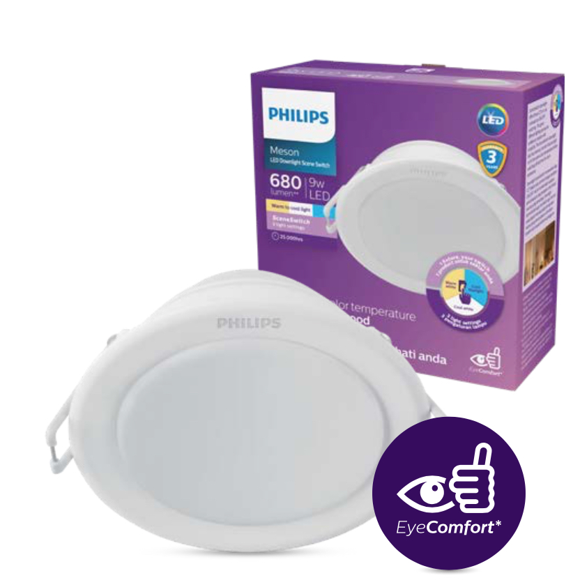 Downlight LED MESON Philips 9W Inbow Bulat Downlight Tanam 3,5 - 24watt PUTIH