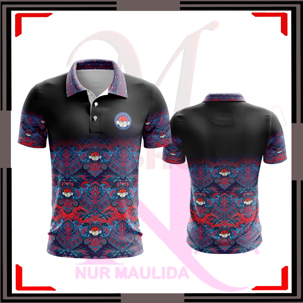 Kaos Polo Shirt BATIK PPDI Pria Tangan Pendek Dewasa Fullprint