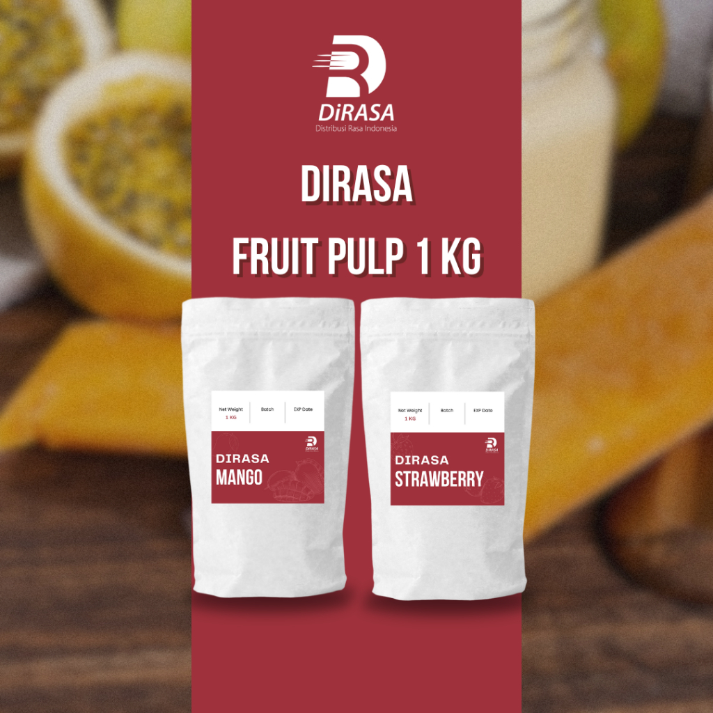 

DiRASA Fruit Pulp Semua Rasa/All Variant 1 KG Untuk Bisnis HORECA/Barista/Bartender/Mixologist