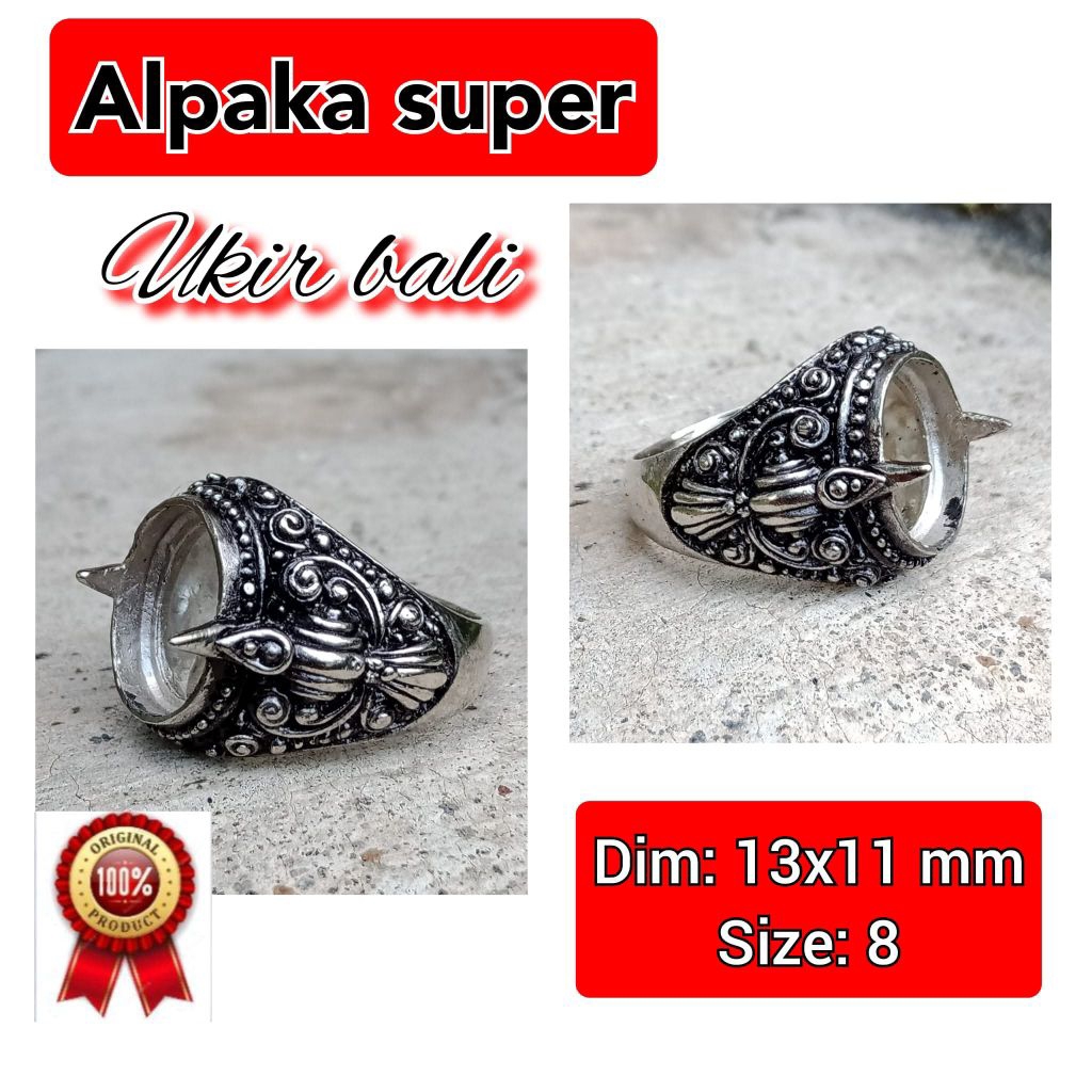 cincin emban batu akik batu permata alpaka super ukir Bali.28