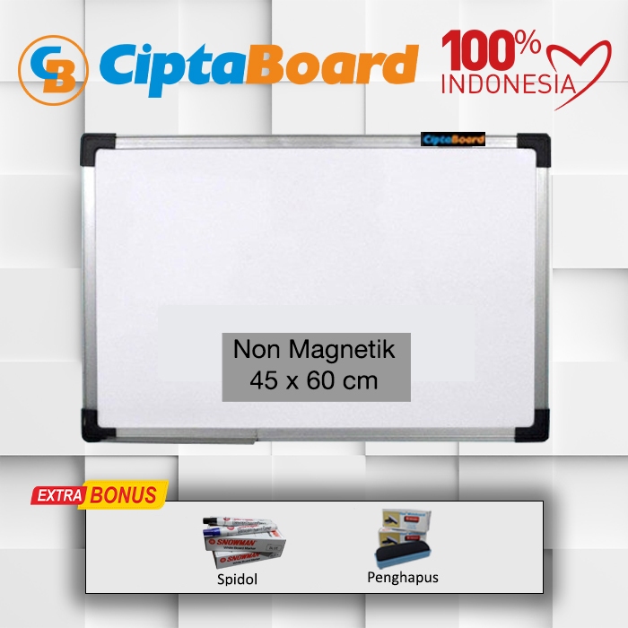 

Papan tulis / Whiteboard / Papan board / Mading / Whiteboard gantung Non magnet 45 x 60 cm