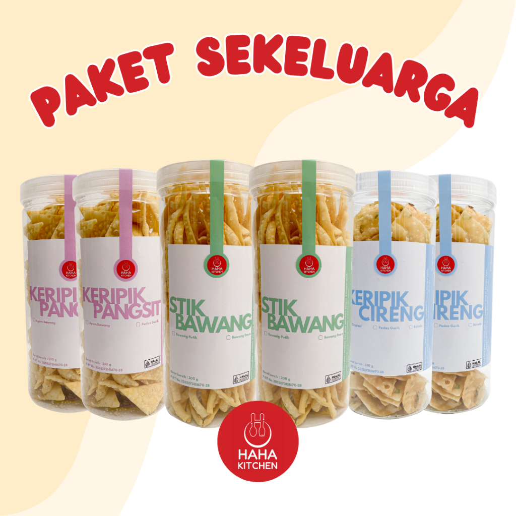 

[BUNDLE] Paket KELUARGA 6 toples rasa MIX Haha Kitchen - Stik Bw, Pangsit, Cireng Renyah Halal