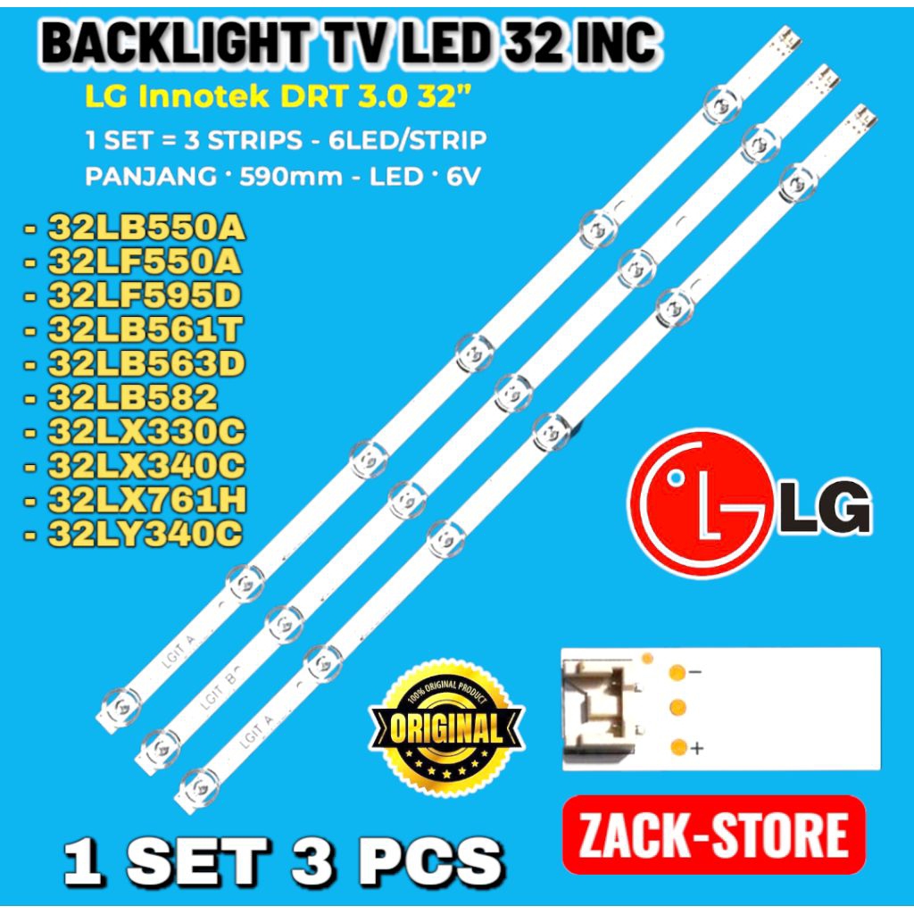 BACKLIGHT TV LG 32 INC 32LB550A 32LF550A 32LF595D 32LB561T 32LB563D 32LB582 32LX330C 32LX340C 32LX76