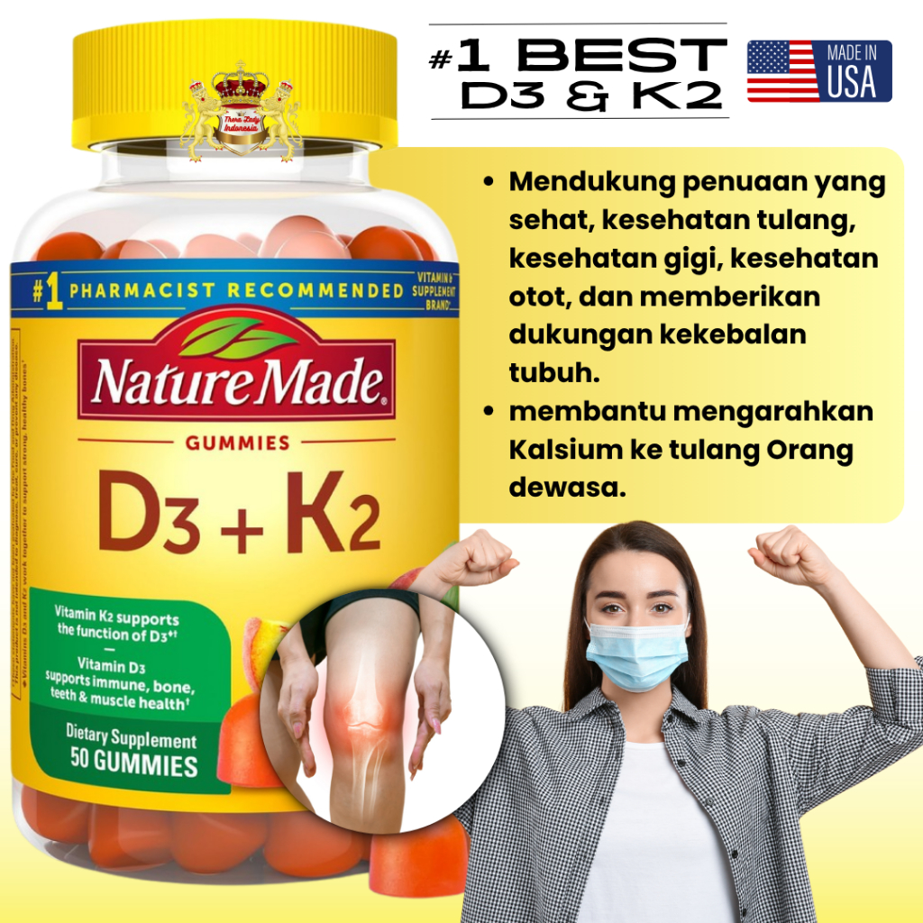 (ORI USA) Nature Made Vitamin D3 K2 Gummies / Nature Made D3 K2 50 gummies