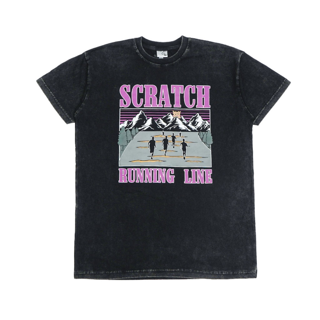 Scratchline Pursuit T Shirt Black Washed