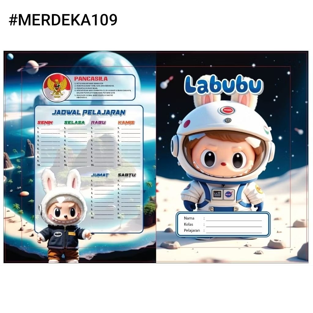 

Sampul Buku karakter Kuromi LABUBU Ukuran Quarto A5 / Buku sidu 1 pak isi 10