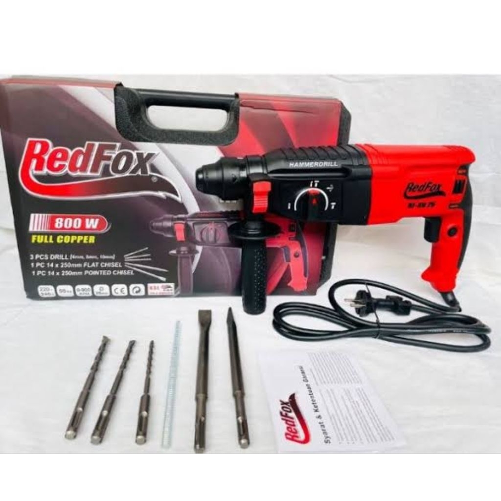 - REDFOX RF-RH26 MESIN BOR PAHAT DEMOLITION ROTARY HAMMER 26MM