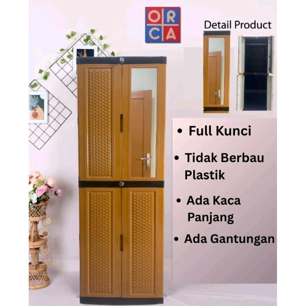LEMARI PLASTIK ORCA MINI KECIL GANTUNG SUSUN KACA