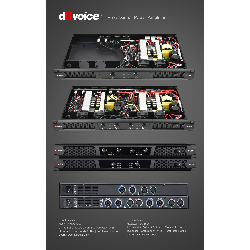 Power dB Voice KSA 5004 Amplifier dbvoice 4 Channel Class D