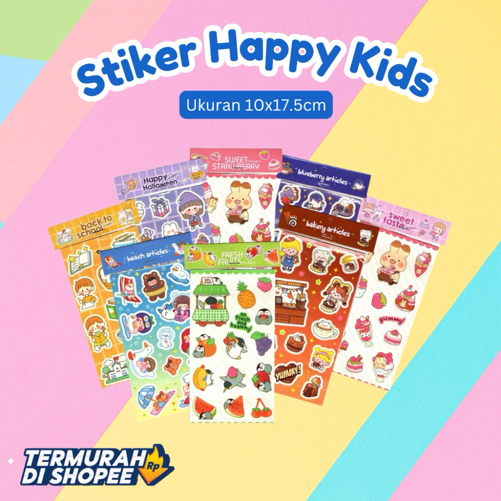 

Mainan HAPPY KIDS STICKER / stiker anak aesthetic/ stiker lucu/ stiker anak lucu/ mainan stiker anak