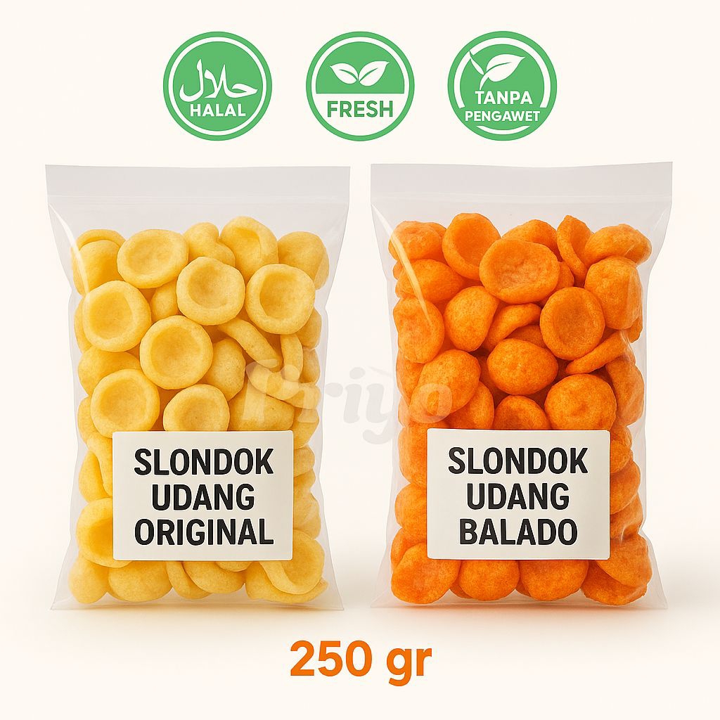 

Bundling Slondok Udang Original + Balado 250g – Duo Pedas Gurih Priyo Snack Borobudur Magelang