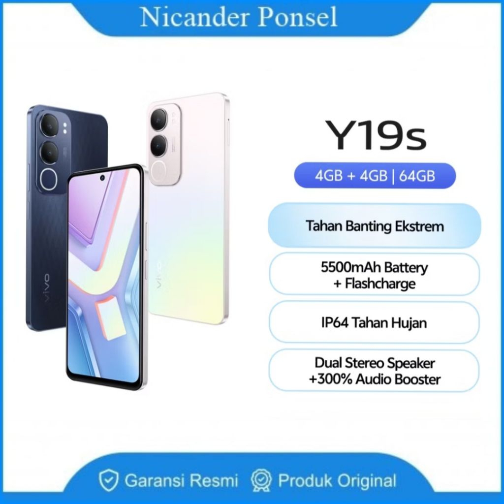 VIVO Y19S PRO RAM 4+4/64 4+4/128GB 6+6/128GB GARANSI RESMI 12 BULAN