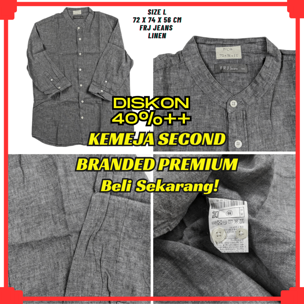 N06 Size L Kemeja Second Branded Pria Koko Sanghai | Baju Bekas Preloved Casual Lengan Panjang