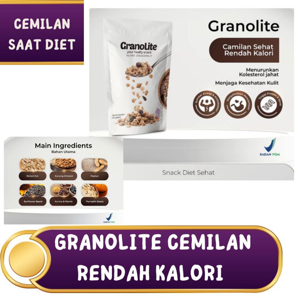 

GRANOLITE CEMILAN SEHAT ALAMI BY UNIKEFOOD I SNACK PROGRAM DIET I SEREAL INSTAN I CEMILAN DIET OATMEAL GRANOLA
