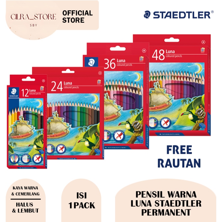 

Pensil Warna Luna Staedtler Permanent – Set 12, 24, 36, 48 Warna (Free Rautan) | (1PACK)