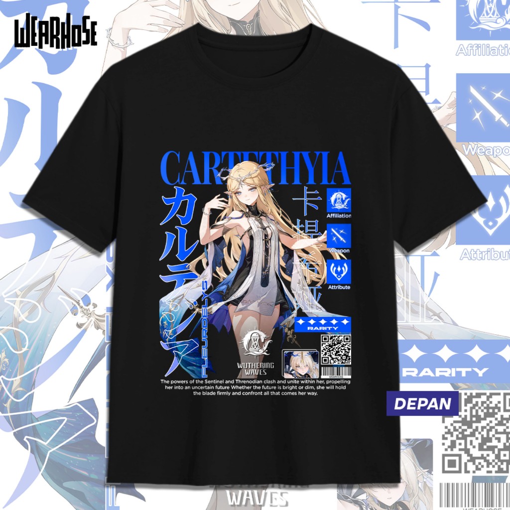 KAOS CARTETHYIA WUTHERING WAVES WUWA Kaos Fleurdelys Kaos Distro Anime Game Unisex Pria Wanita Atasa