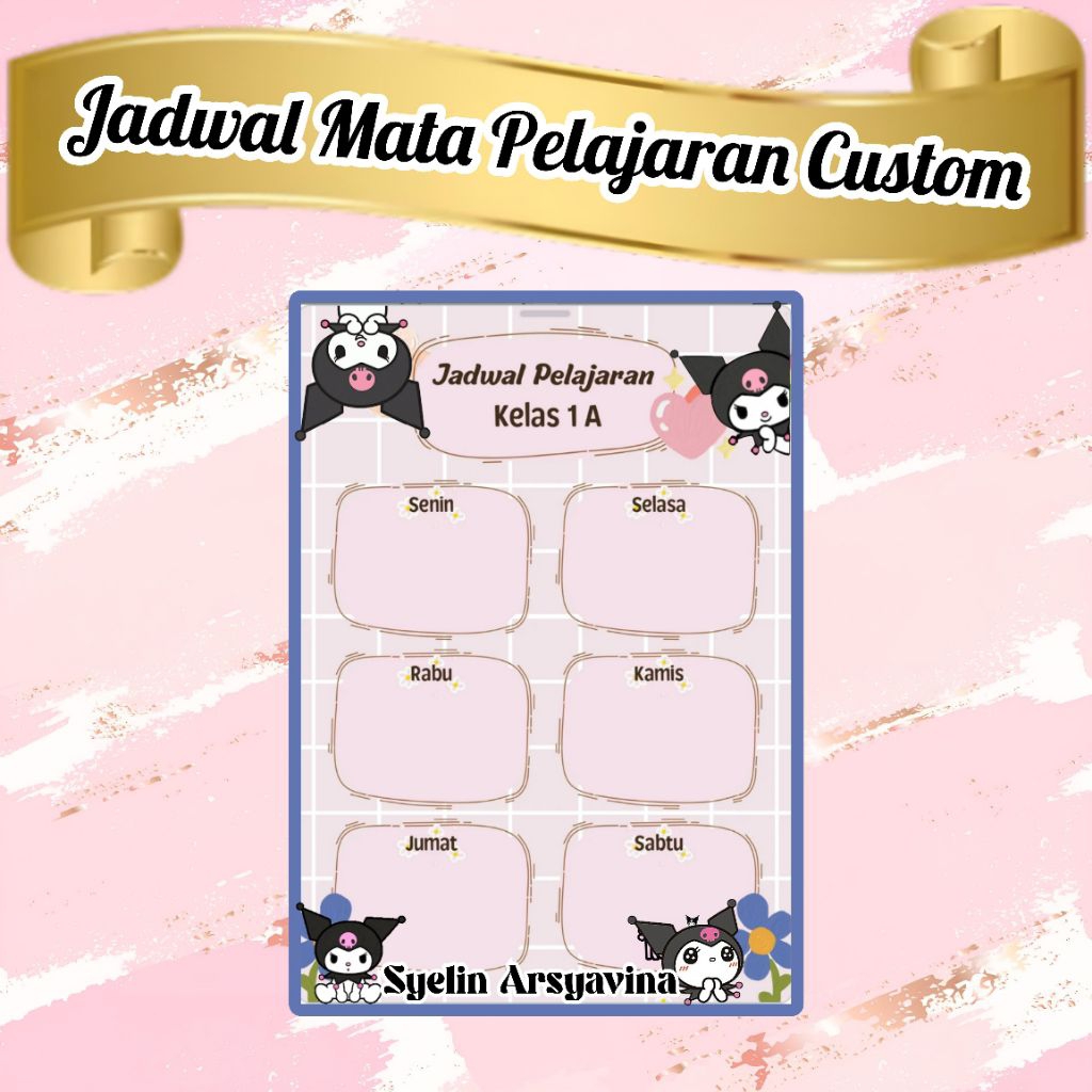 

STICKER JADWAL PELAJARAN CUSTOM NAMA MOTIF KUROMI