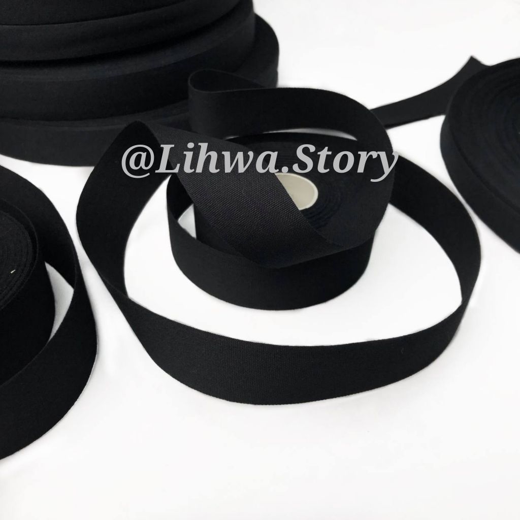 PER 10 METER - LABEL PITA KATUN POLOS HITAM / PITA KATUN HITAM / PITA KATUN POLOS / PITA KATUN PREMI