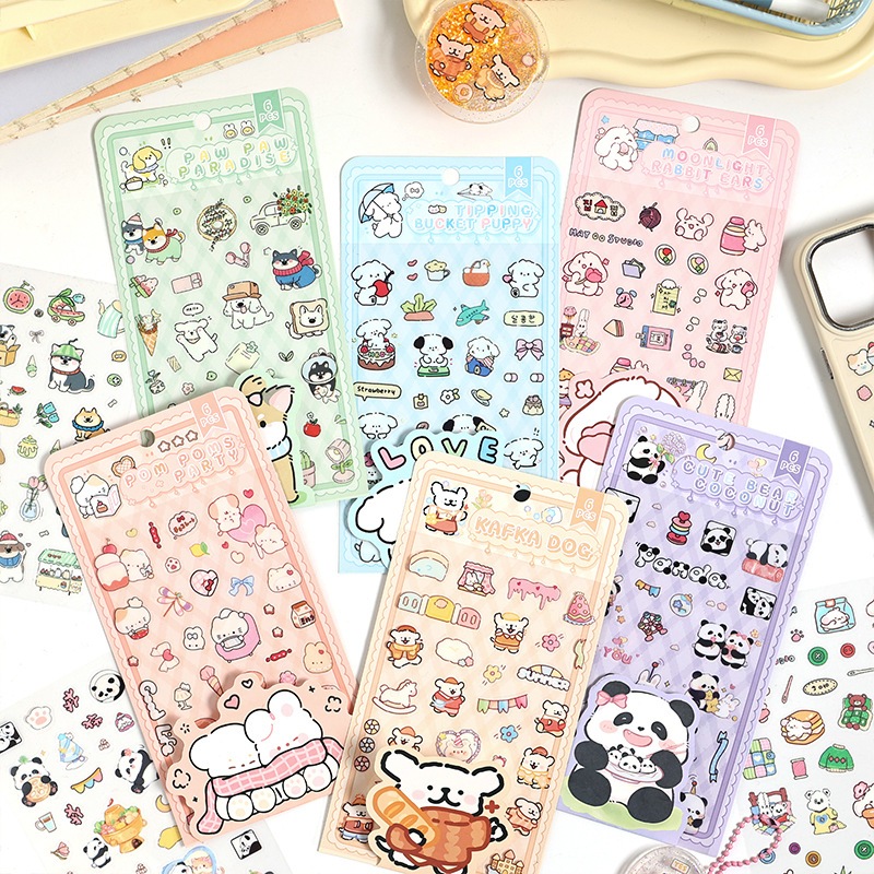 

✨[JUNE] Cute Animals Sticker 6 lembar Korean Cute BuJo Bullet Journaling Scrapbooking Buku Harian Dekorasi DIY Sticker Gelas Kawai✨