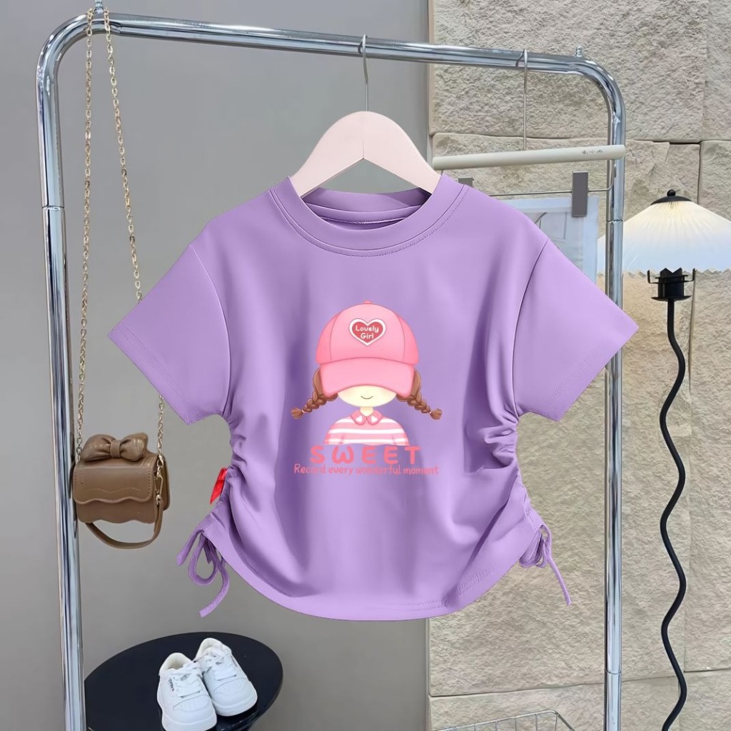 Kaos Atasan Anak Cewek Baju Crop Tali Serut Fashionable Anak Perempuan Korean Look Usia 1 - 12 Tahun