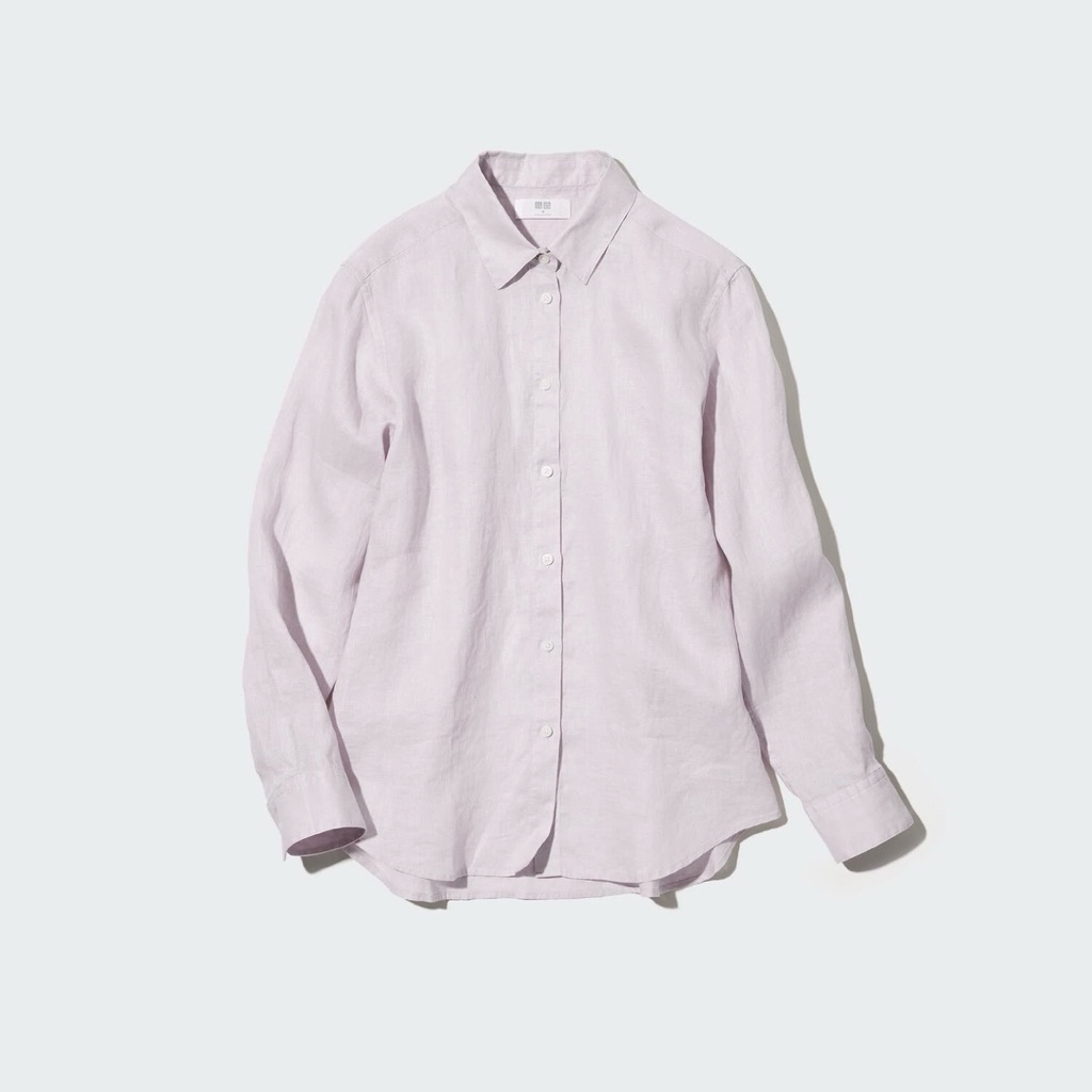 UNIQLO Kemeja Pria Warna Pink  – Bahan Linen Premium