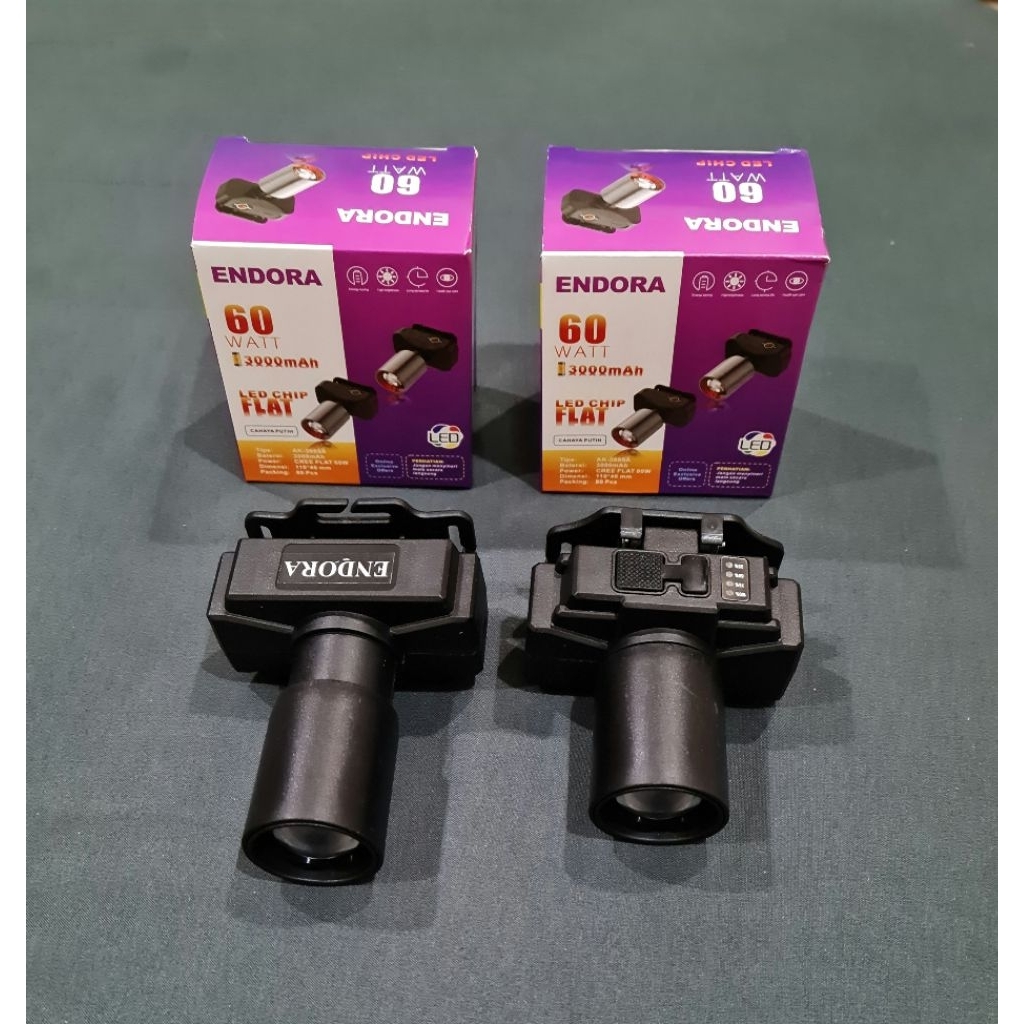 Lampu Senter Kepala 60 Watt 3000 Mah Cahaya Putih Terang Merk Endora
