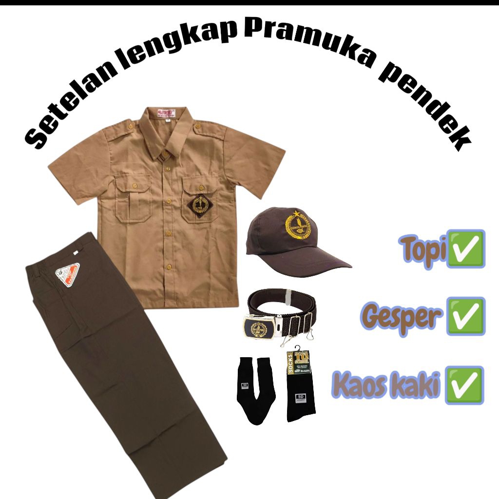 set lengkap Pramuka pendek anak laki-laki SD, SMP DAN SMA / SETELAN PRAMUKA ANAK LAKI-LAKI / PRAMUKA