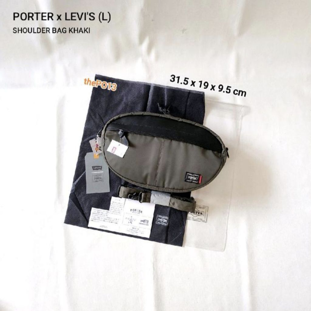 PORTER YOSHIDA X LEVIS JAPAN SHOULDER BAG (L) KHAKI AUTHENTIC 100% BNWT