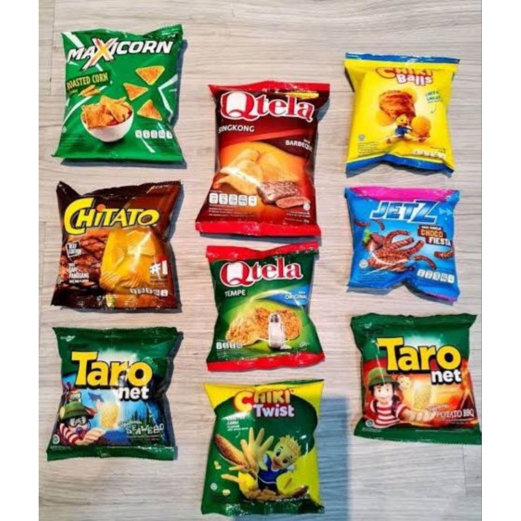 

Paket Snack Ringan Campur 9 PCS – Qtela, Chitato, Taro, Chiki, JetZ, Maxicorn | Camilan Anak & Dewasa